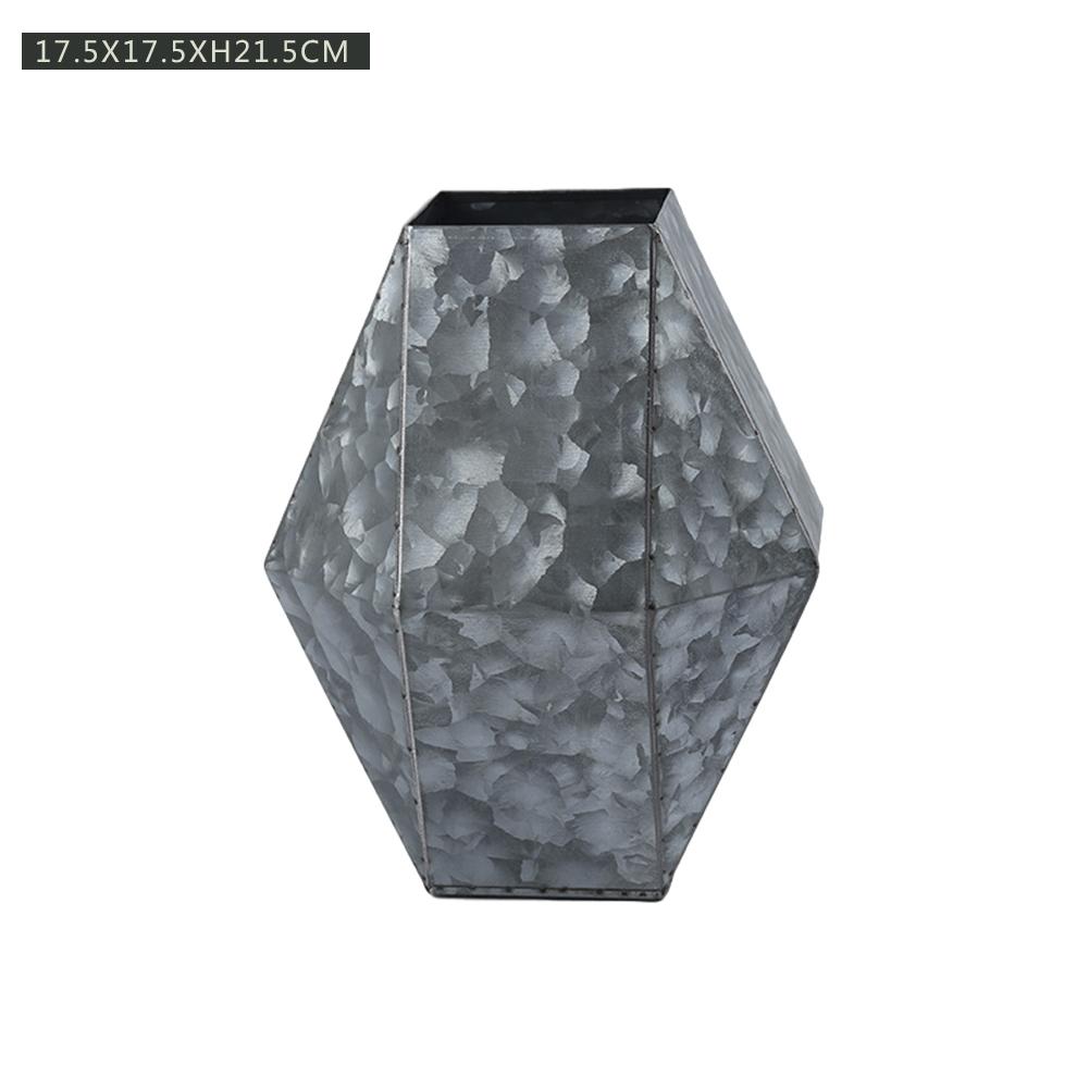 Creativity Iron Flower Pot Polygonal Metal Plants Planter Desktop Storage Bucket For Balcony Home Yard Decoration: 02