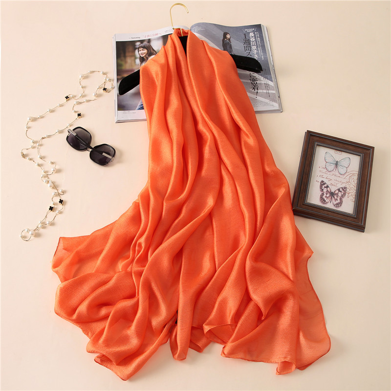 2023 de lujo bufanda de para mujer liso seda liné chales bufandas verano señora pañuelos Pashmina Foulard Hijab 180*90Cm: Plata