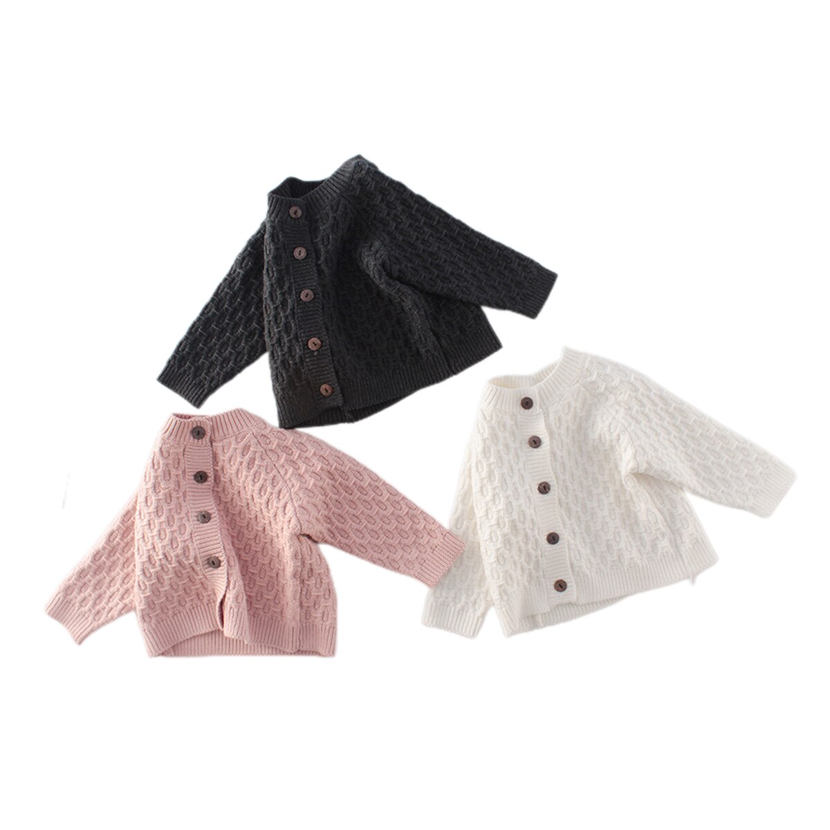 Vêtement quotidien bébé couleur unie motif diamant manches longues pull Cardigan pour enfant en bas âge, fille, garçon, 0-2 ans