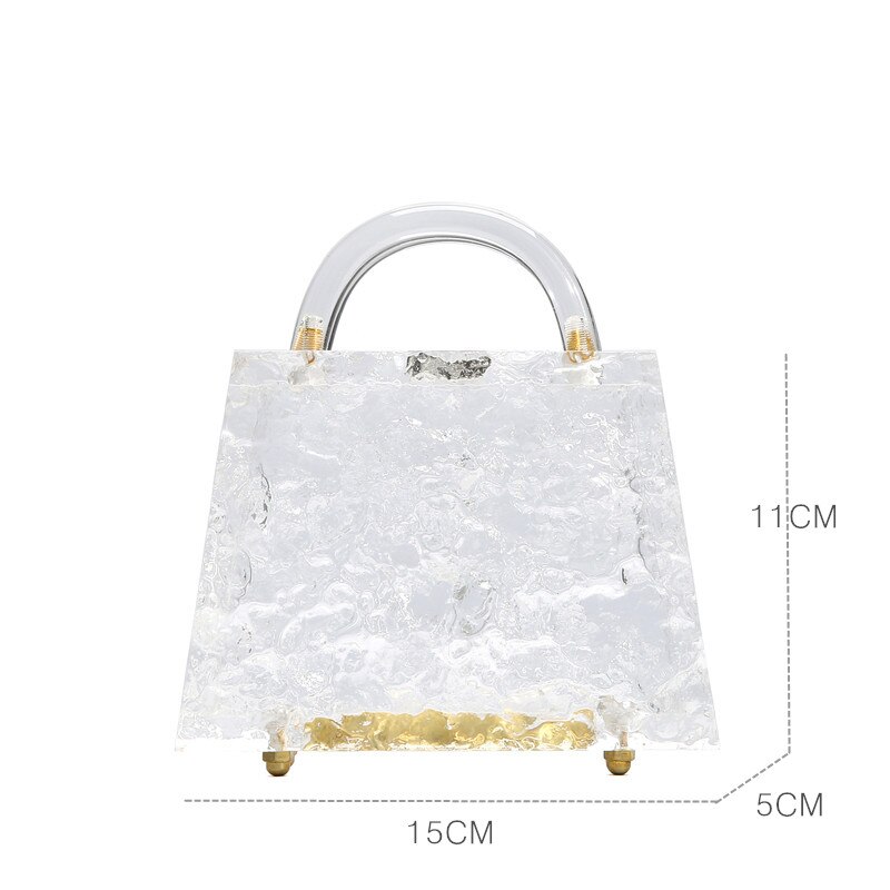 Transparante Totes Bag Clear Acryl Pvc Plastic Doos Tas Vrouwen Meisje Vintage Retro Avond Weding Party Handtas Zomer Tas: ice box totes / 15X5X11CM