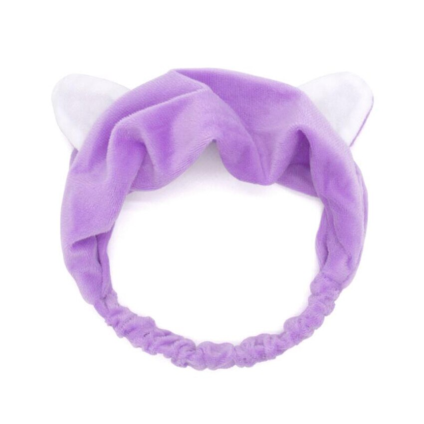 Cat Ears Hairband Head Band Party Headdress Hair Accessories Makeup Tools Face Washing Headband Hairdo Headwrap Hair Access: Purple