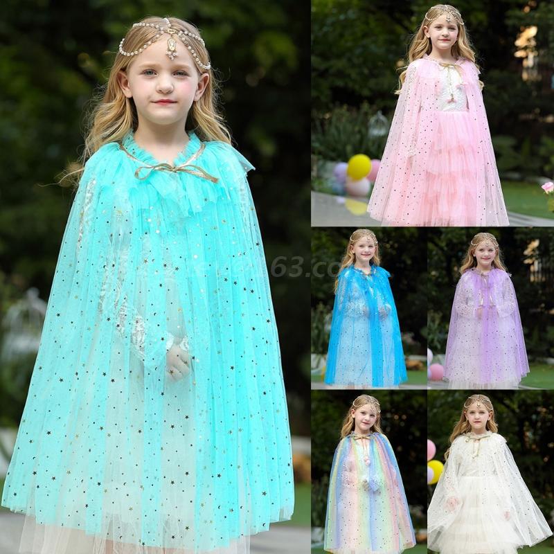 Capa de princesa colorida, capa de princesa con lentejuelas brillantes, vestido de fantasía de princesa, disfraz de , ropa de niña
