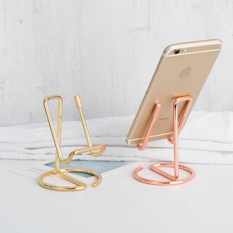 2pcs Mobile Phone Holder Stand Rose Gold Metal Tablet Desk Holders & Stands for iPhone X/8/7/6 Plus Samsung Phone/ipad