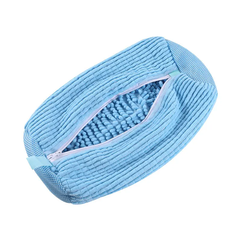 Fluffy Fiber 360° Surround Cleaning Shoe Washing Bag - Reusable Durable Machine-Washable Laundry Bag with Zipper Closure(1pc): plum