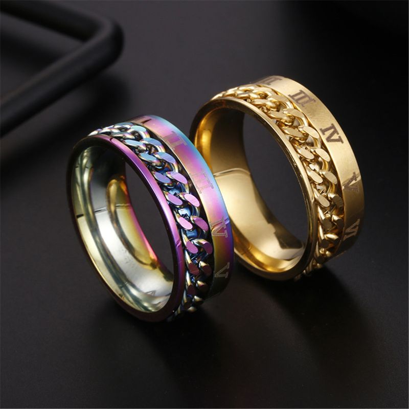 Edc Vinger Fidget Spinner Rvs Ketting Draaibare Ring Mannen Klassieke Rome Digitale Power Gevoel