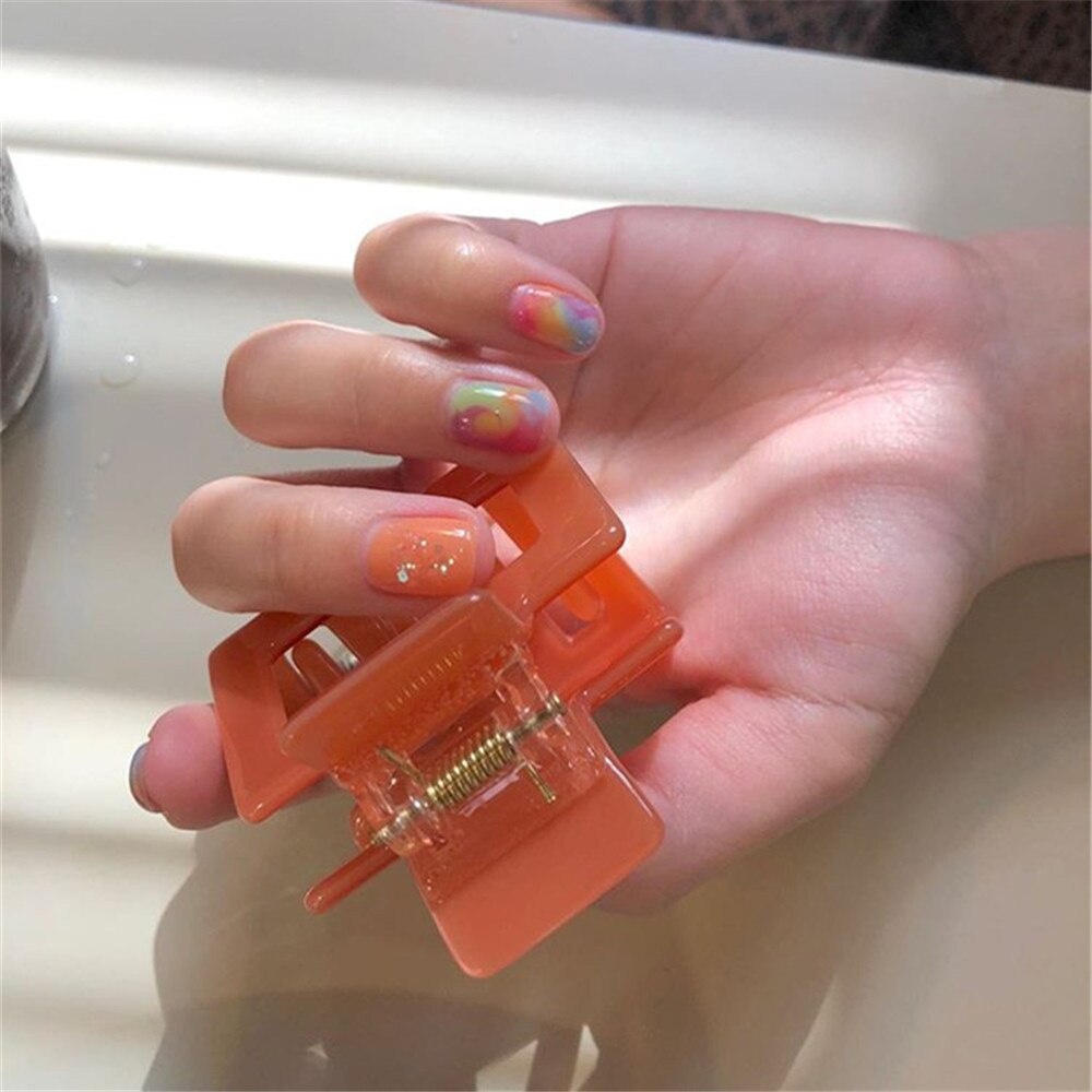 Pinzas en forma de garra para el pelo de acrílico de acetato gruesas simples, de gran tamaño, geométricas, con agujeros, para el pelo de la ducha, 1 Uds.