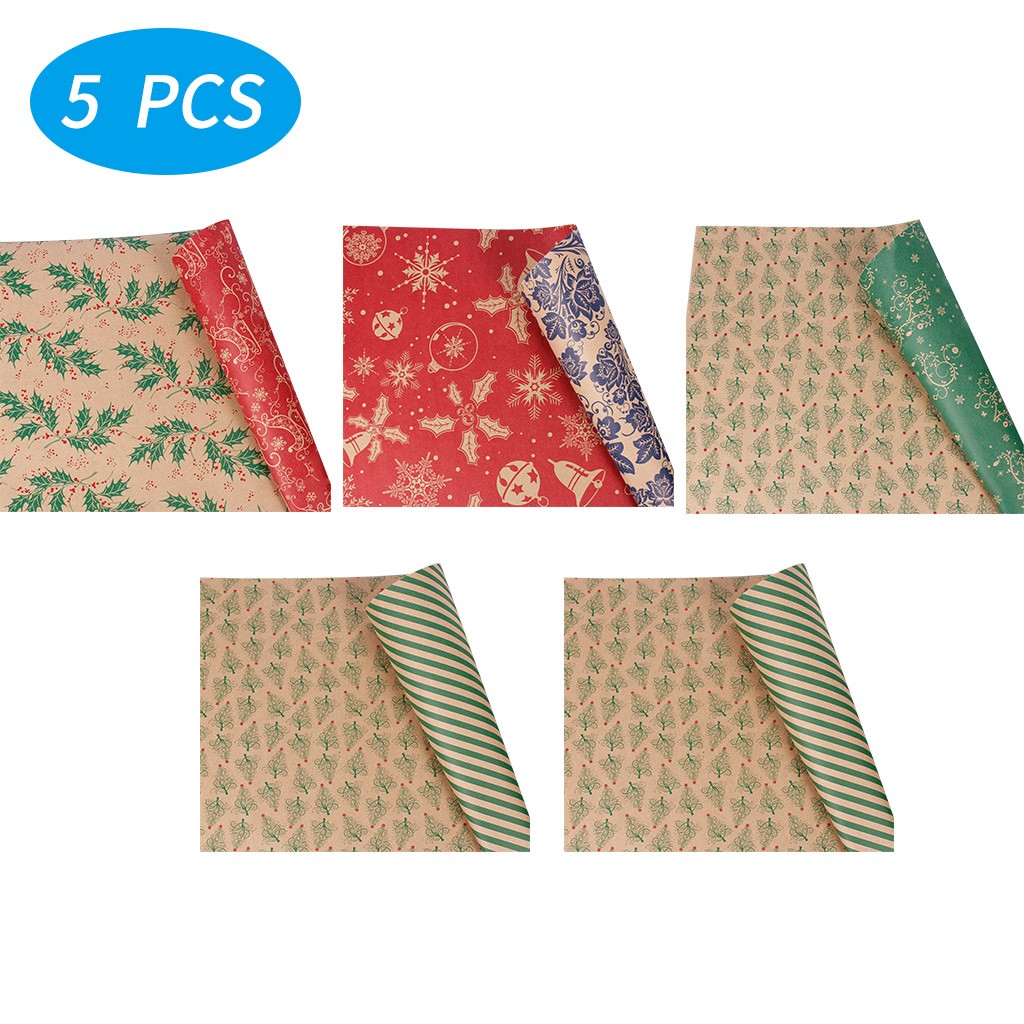 5PCS Printed Packaging Craft Tissue Paper Double Sided Flower Wrapping Cowhide Paper Roll DIY Box Packing 50×70cm: Default Title