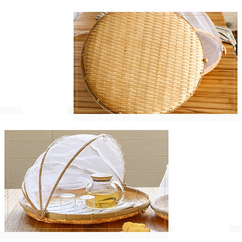 Paniers anti-insecte faits à la main panier anti-poussière bambou tissé paniers en osier pique-nique fruits légumes couverture de pain panier de stockage des aliments