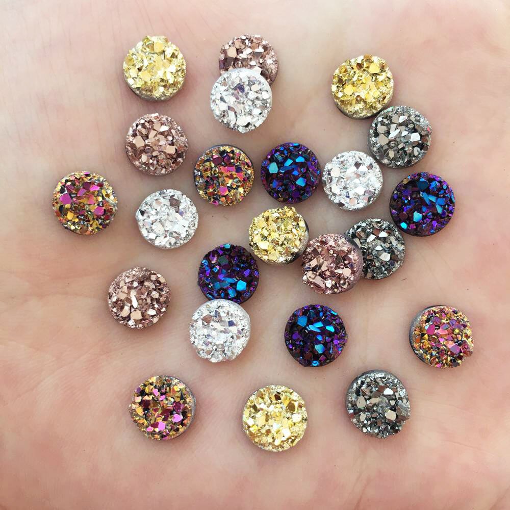 120 pcs AB Resin Bling Onregelmatigheid oppervlak Erts crystal 8mm Ronde plaksteen rhinestone Ornament DIY Wedding applicaties craft SW72 * 3: Random mixed