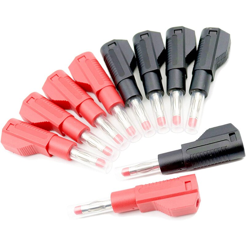 10 Sets Retractable Sheath 4Mm Banana Plug Connectors Stackable Wire Solder Multimeter Test Leads Ends Plugs Adapter: Default Title