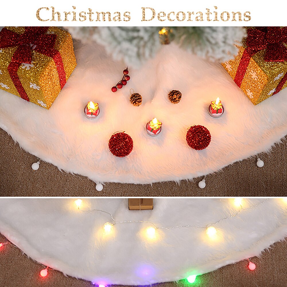 122/150cm juletræ nederdel hvidt tæppe juletræ nederdel xmas år ornament juletræ dekoration til hjemmet