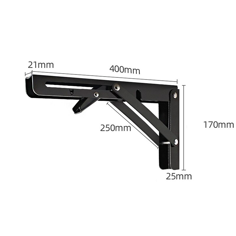 2pcs Folding Bracket For Shelf Table Desk Wall Mounted Support Collapsible Long Release Arm Space Savin Durable: 16 Inch Black