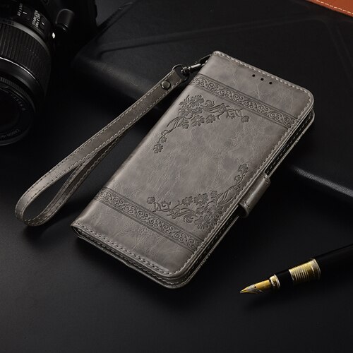 Y6s jat -lx3 jat -l29 jat -lx1 jat -l41 hoesje flip leren hoesje voor huawei  y6s y6 s hoesje achterkant telefoonhoesje op  y6s hoesje: Oliegrijs