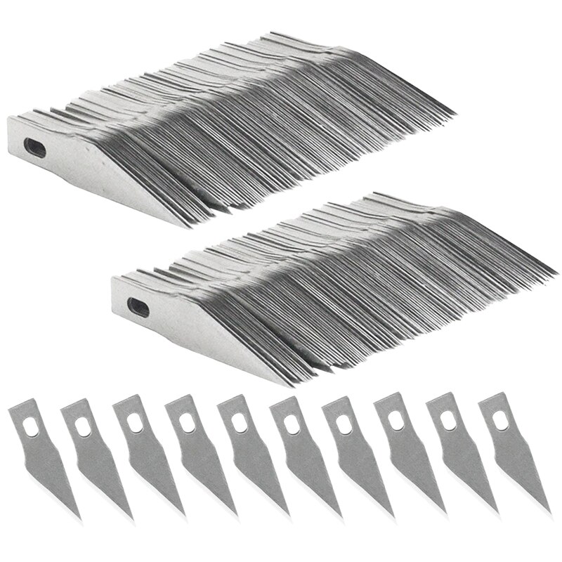 200PCS Replacement Hobby Blade Spare Blades Steel Craft Knife Blades for DIY Art Work Cutting: Default Title