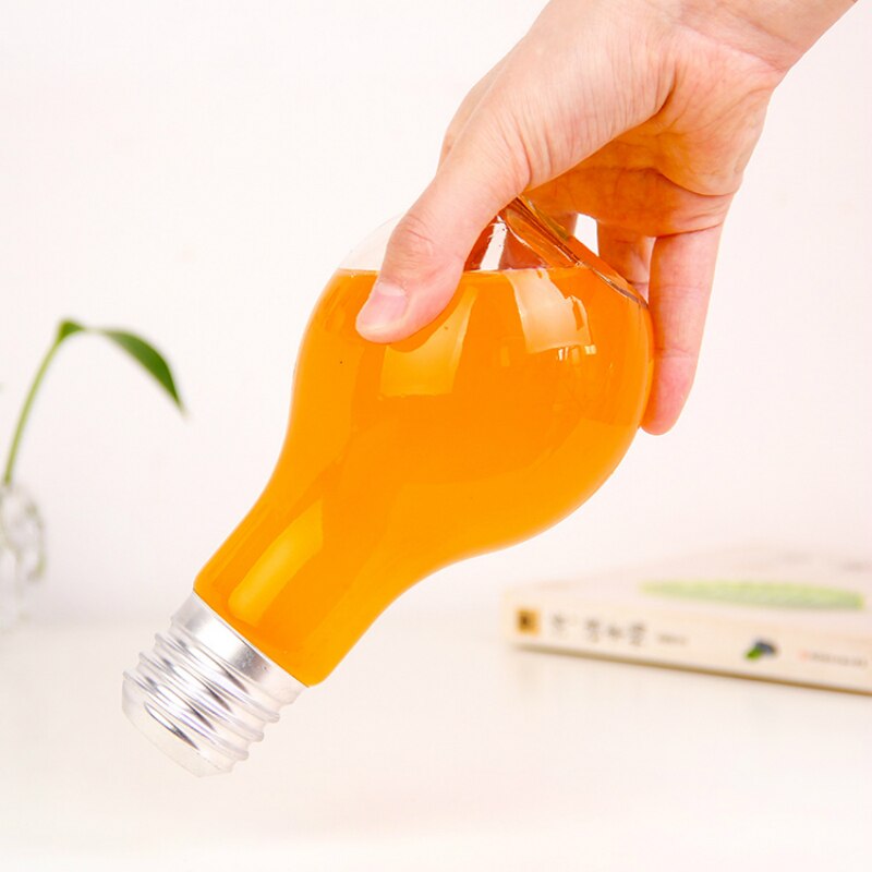 300ml Light Bulb Straw Mug Individual Juice Coke Cup Light Bulb Shape Transparent Mug With Straw Ball Cup Student