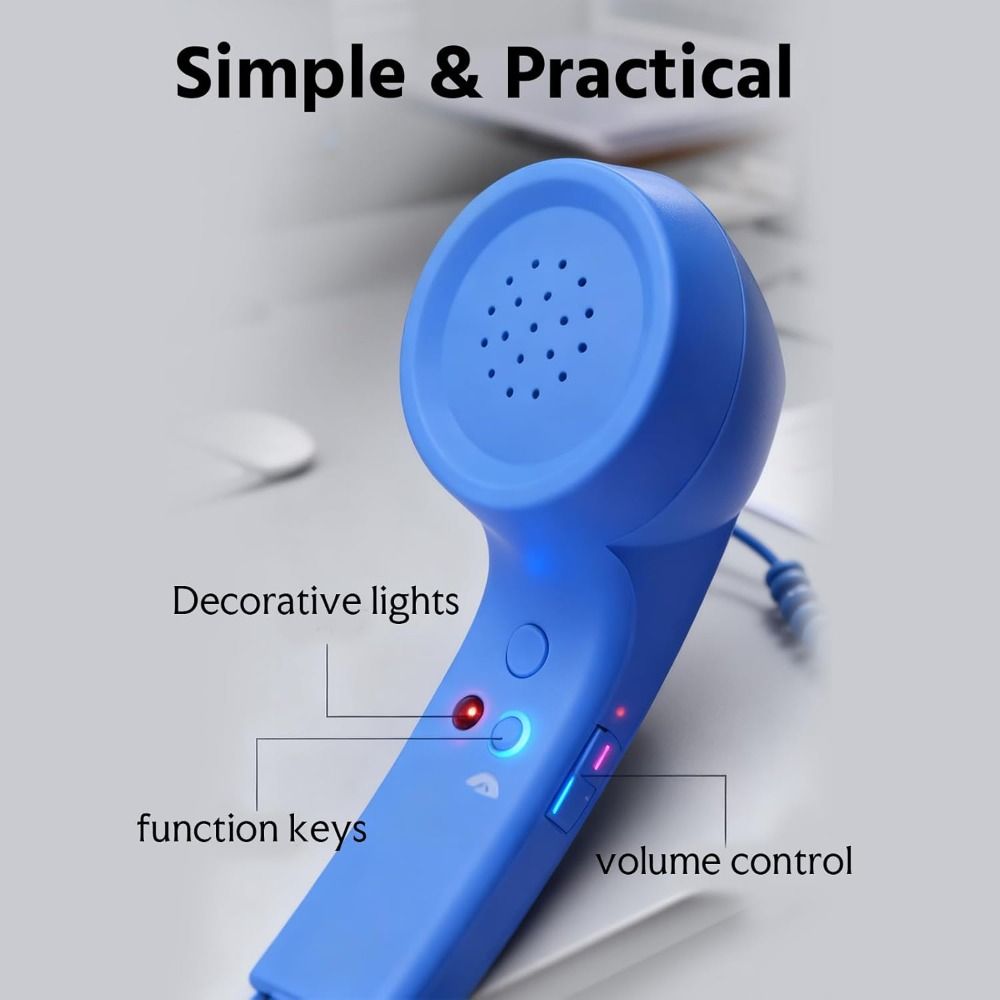 with Microphone Phone Handset Type-C Telephone Style Landline Handle Receiver Tangle Free Wire Handheld Cell Phone Receiver