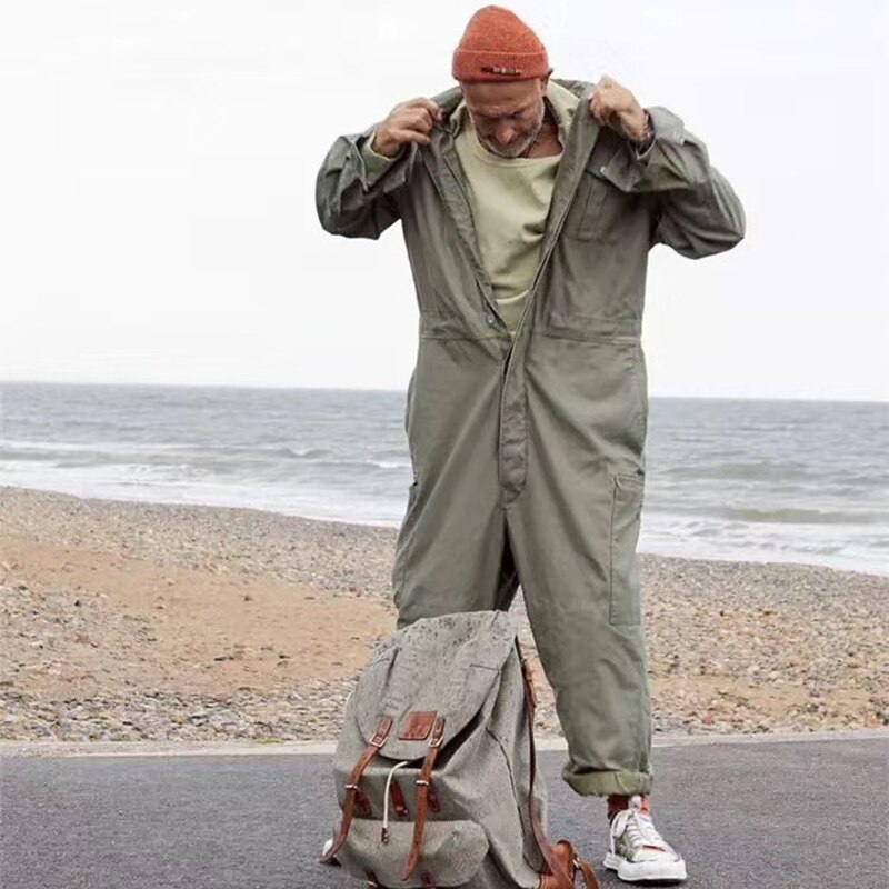 Mærke mænd overalls jumpsuits solide joggers rompers street style casual mænd bukser knap åben playsuits
