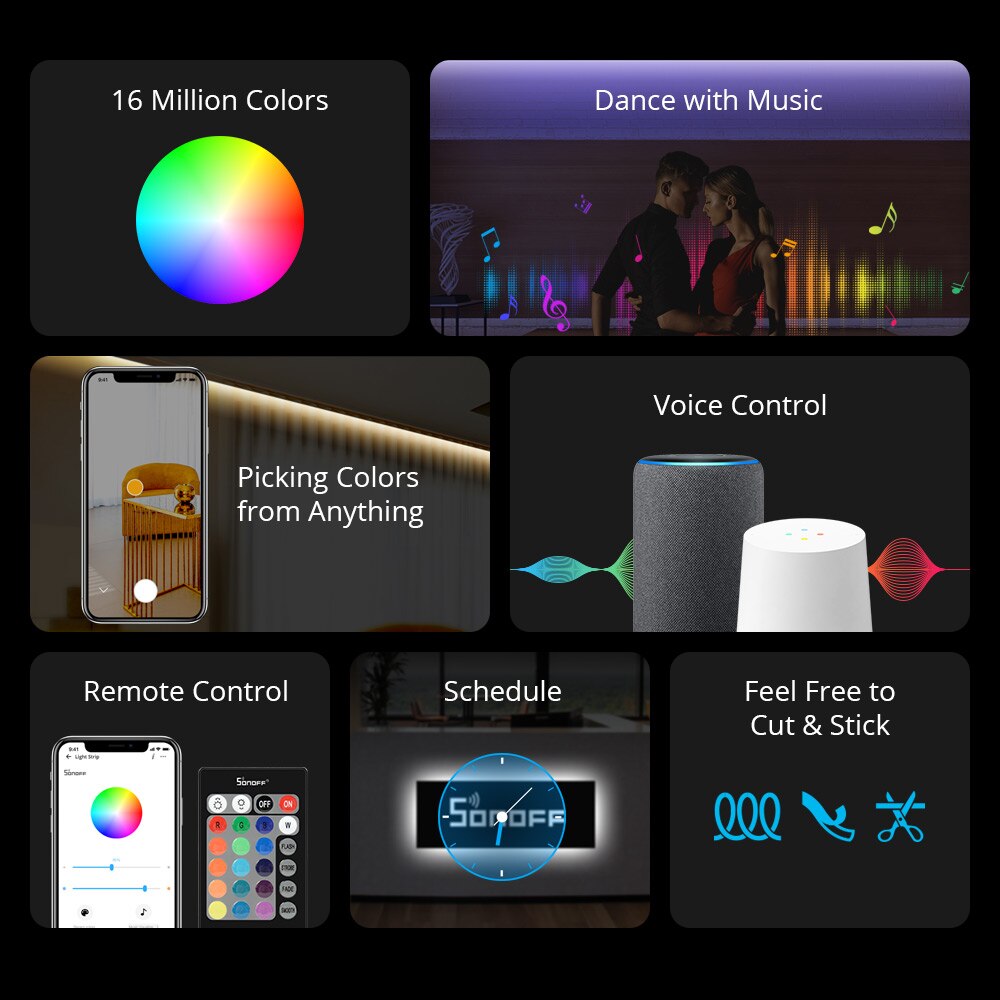 Itead SONOFF L2 Lite 5M LED Light Strip RGB 16 milioni di colori atmosfera controllo della luce tramite supporto eWeLink Google Home Alexa