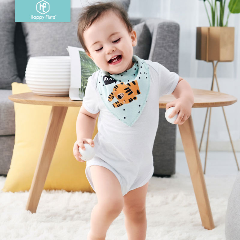 Gelukkig Fluit 4 Stuks Set Baby Kids Peuter Voeden Bandana Slabbetjes Speeksel Handdoek Driehoek Hoofddoek