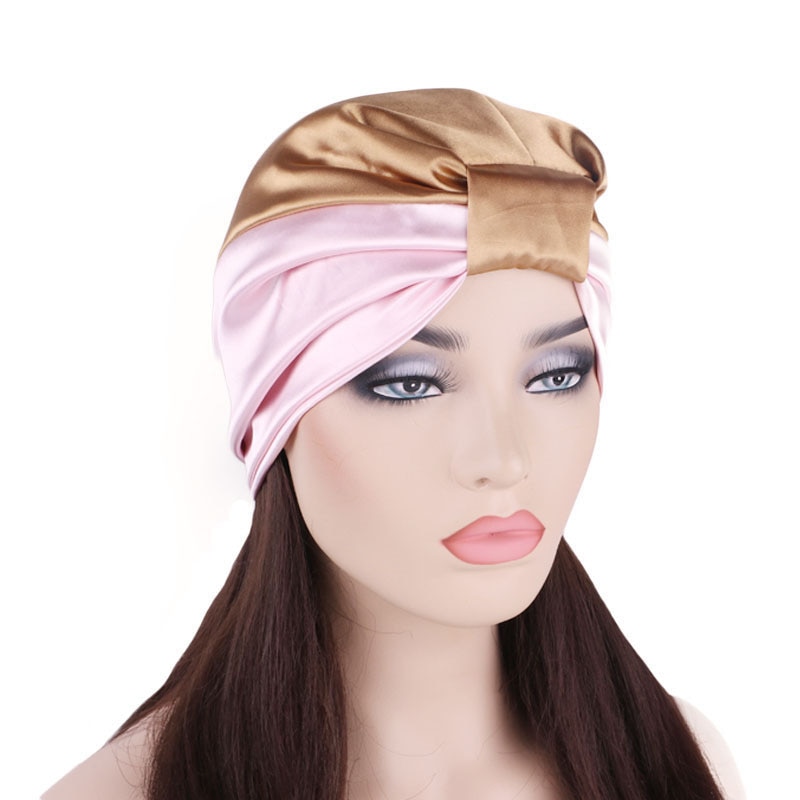 De de seda capó de turbante para las mujeres sombrero de satén elástico diadema Beanie gorras bufanda Bohemia transpirable diadema accesorios para el cabello