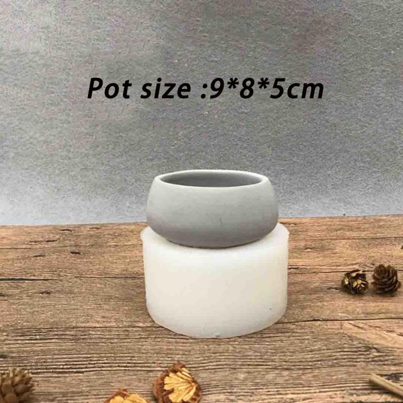 Maceta con forma de cuenco grande, moldes de hormigón para manualidades, maceteros de jardín de cemento, recipiente de almacenamiento grande, molde de silicona, herramientas artesanales para el hogar: Gris claro