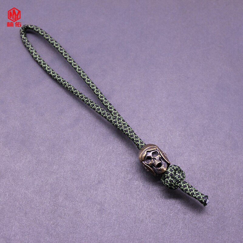 1PC Retro Brass Copper Knife Beads Paracord Beads Devil White Copper Lanyard Pendants Accessories: green and black