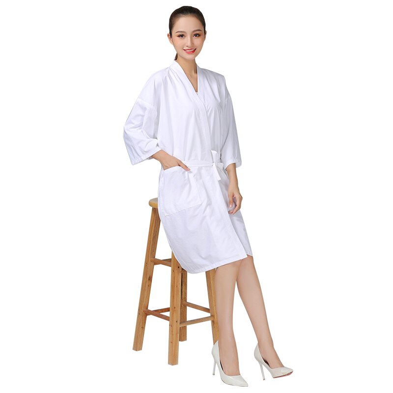 Bata de cliente de lujo para salón de belleza, bata para peluquería, estilo Kimono, capa de peluquería, SPA, Hotel, ropa para invitados: A013-White
