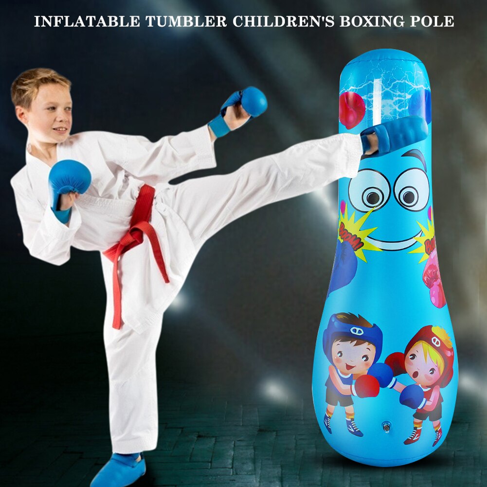 Bolsa de boxeo inflable para niños, saco de arena grueso de PVC, columna de vaso, juguetes deportivos, postes para golpear