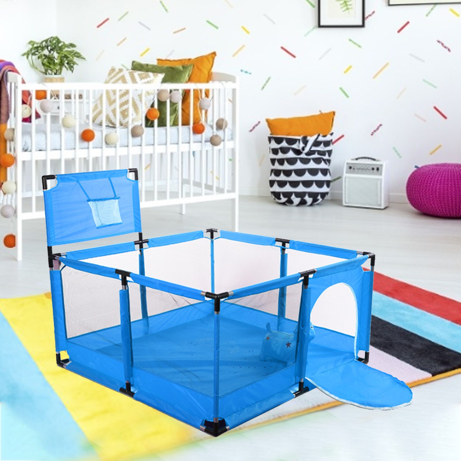 Giant Baby Spel Hek Met Schieten Frame Ademend Mesh Muur Baby Hek Activiteit Center Geschikt Voor Indoor En Outdoor