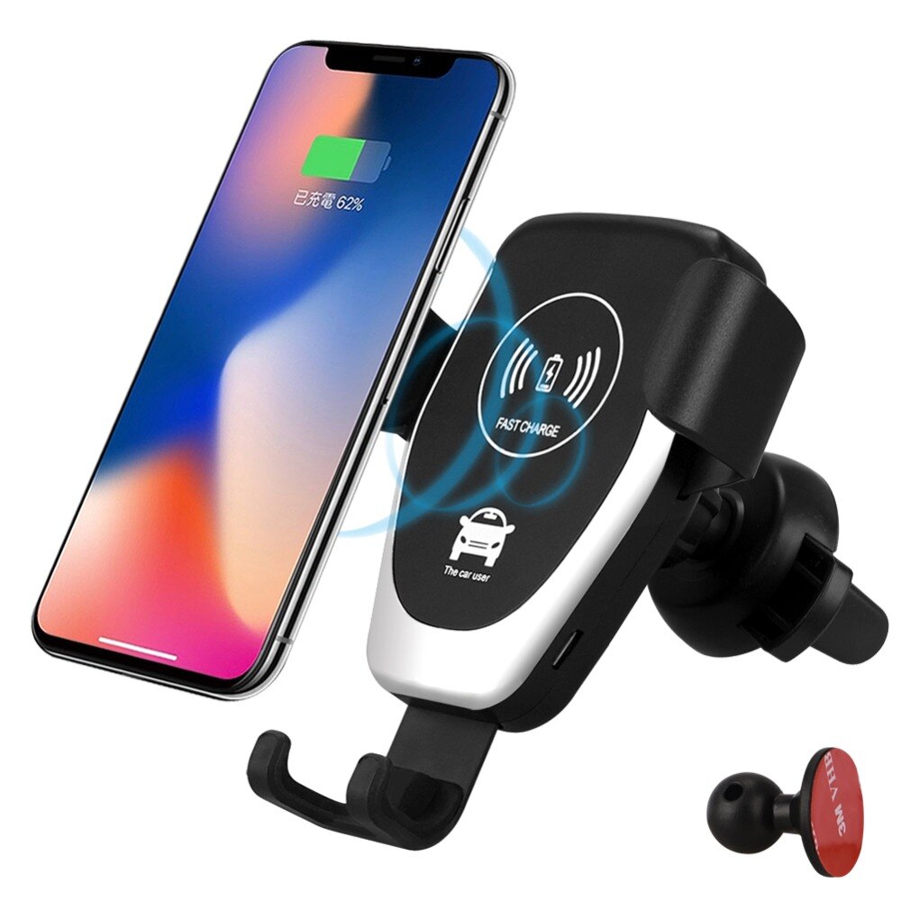 FDGAO 10W Automatische Spann Qi Drahtlose Auto Ladegerät Halterung Für IPhone 11 XS XR X 8 Schnelle Lade Telefon halter für Samsung S10 S9: Black