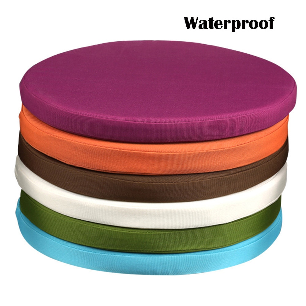 Outdoor/Indoor Round Waterproof Furniture Cushion with Filling Replacement Deep Seat Cushion for Patio Chair Bench 45cm