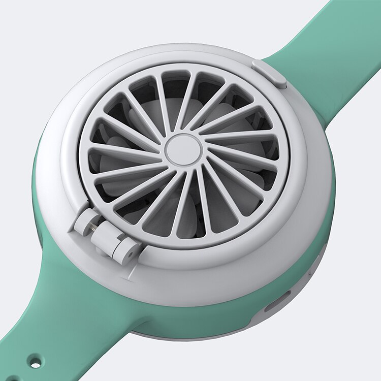 USB charging portable adjustable direction mini watch small fan: Green