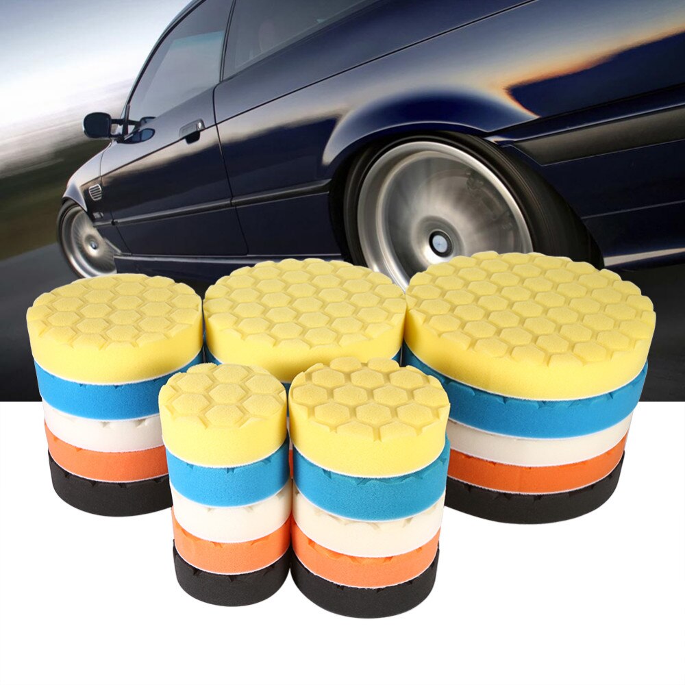 Juego de 5 uds de almohadillas para pulir y encerado de coche, disco de pulido de 3/4/5/pulgadas, herramientas de reparación y cuidado de automóviles, almohadillas de cera para detallado de coches, compuesto de tampón
