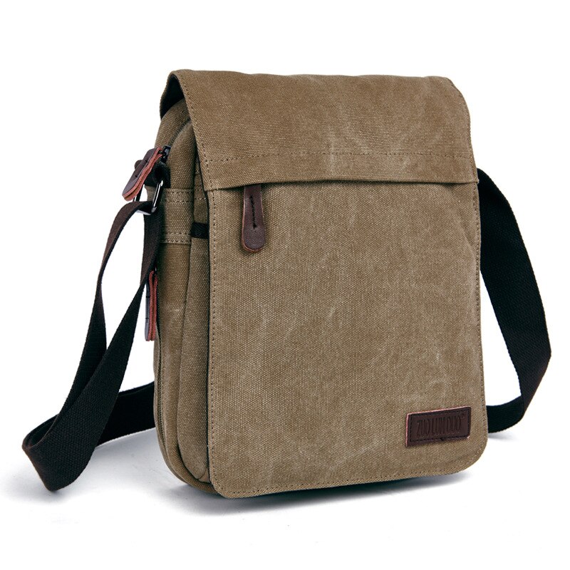 Casual Handbag Single Shoulder Bags Vintage Canvas Zipper Ipad Bag Cellphone bag Messenger Bags Tote: KHAKI