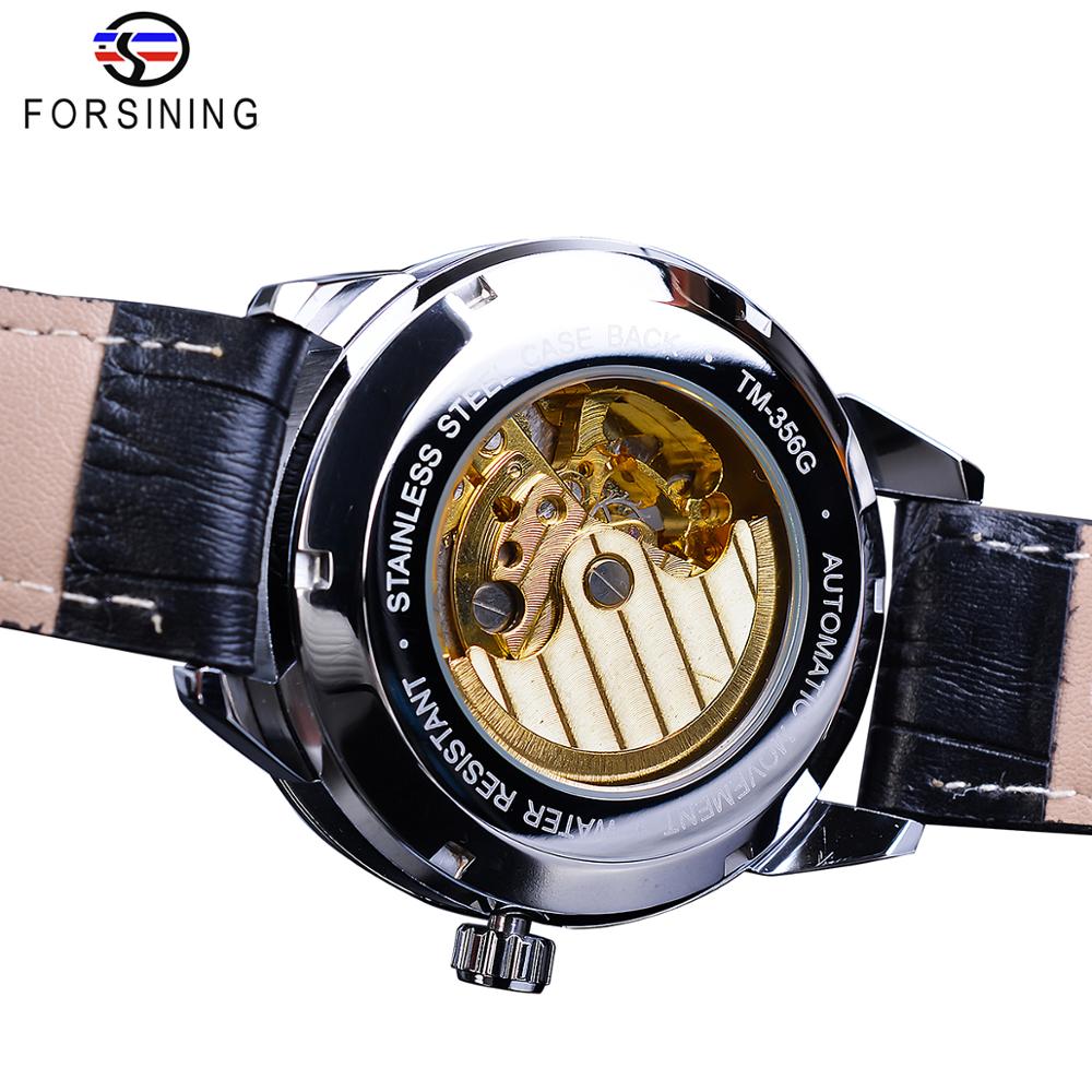 Forsining Mechanische Herenhorloge Business Waterdichte Automatische Man Horloge Maanfase Lederen Skelet Topmerk Luxe Klok