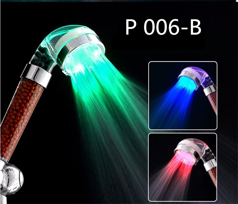 Led anion bruser spa brusehoved trykvandsbesparende temperaturkontrol farverig håndholdt stor regnbruser: Temperaturkontrol
