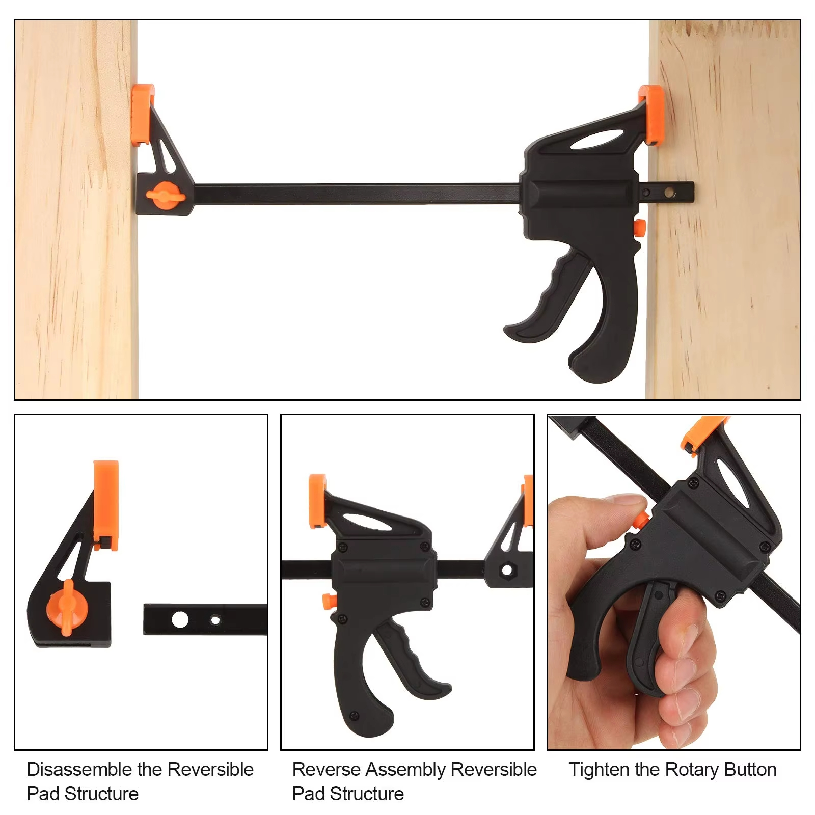 Woodworking Work Bar 4 Inch Clamp Clip Set Hard Quick Ratchet Release Clip DIY Carpentry Hand Tool Woodworking Clamp