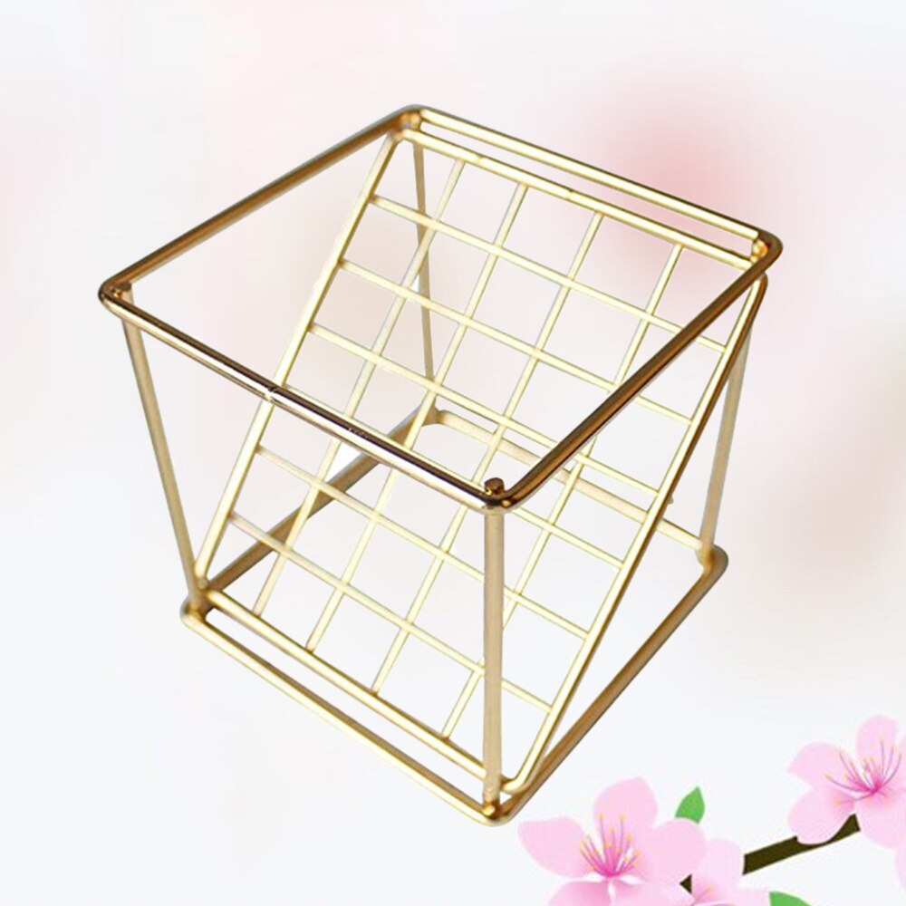 Flower Frame Wrought Iron Square Oblique Grid Line Vase Flower Stand Square Base Plant Display Rack for Office Home Black