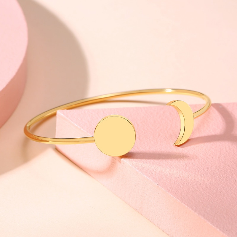 Minimalista o sol amd lua ouro pulseira manguito para mulheres presentes mãe não se desvanece