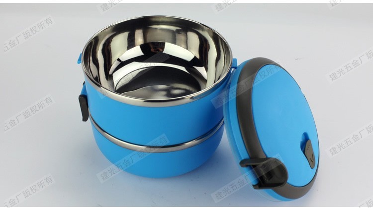 4 Colors Solid Round Bento Box Insulation Stainless Steel Lunchbox Student Bowls Thermos Food Containers Kitchen Dinnerware