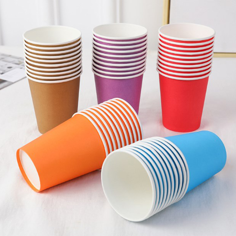 10 stk. 9oz/250ml ensfarvede tykke papkrus engangskop bryllup fødselsdagsfest engangsservice engangs papkrussæt