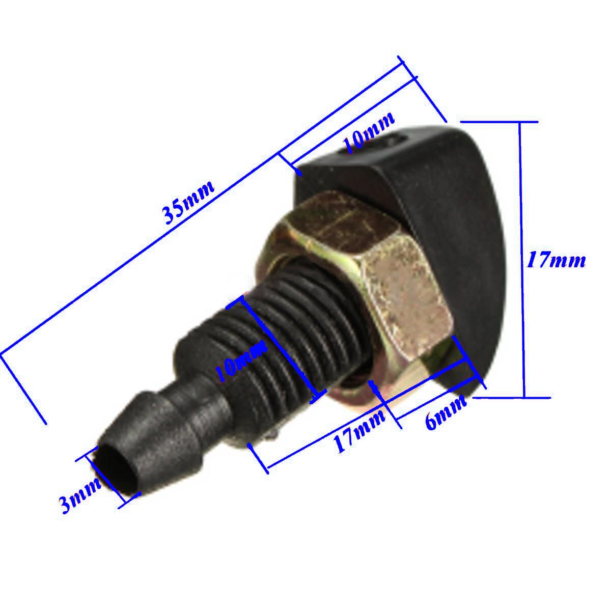 10mm sproeier met schroefdraad voor ruitenwisser voorruit 35*17mm 2 vrachtwagen voorruit zwart