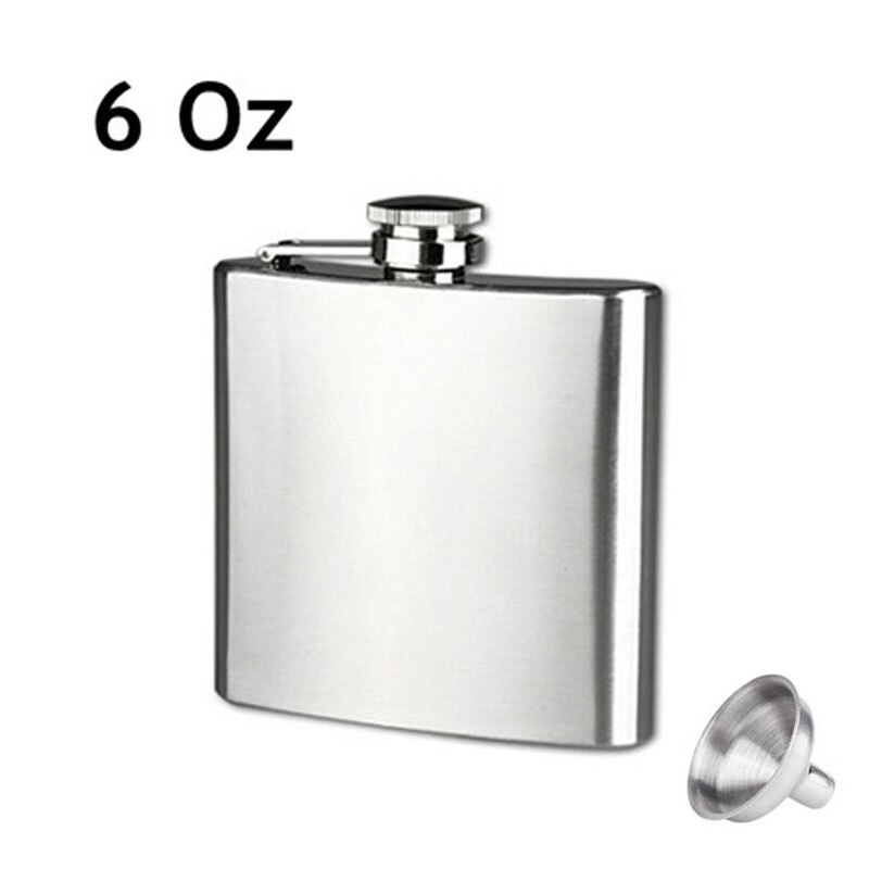Petaca personalizada de acero inoxidable con embudo para licor Whisky vino 4 5 5 5 6 6 7 8 9 10 18 OZ al aire libre frascos de bolsillo portátil botella de Alcohol: 6 OZ
