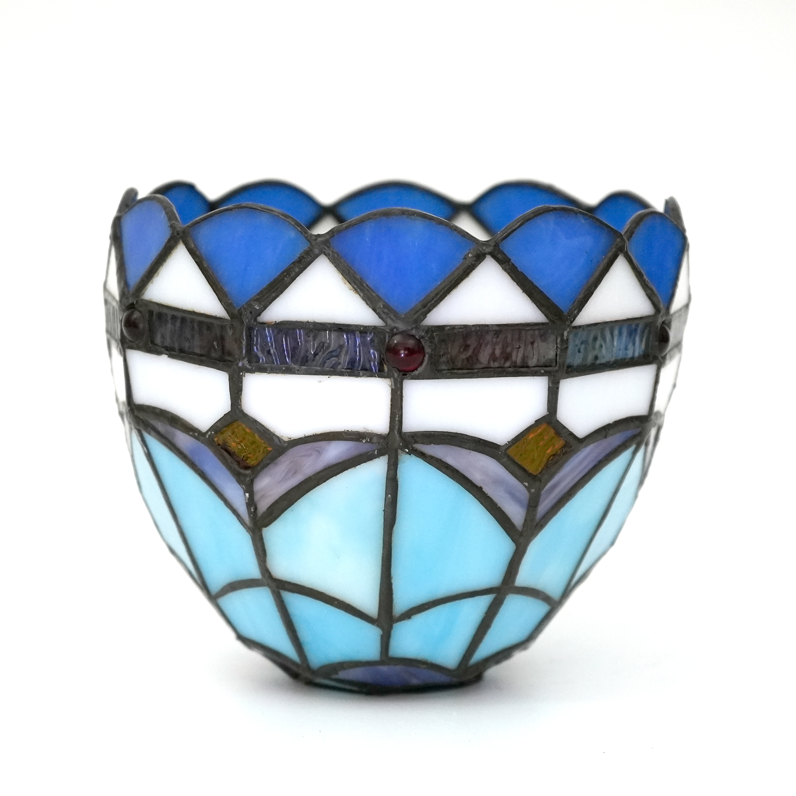 Mediterranean style glass fan lamp, wall lamp, chandelier replacement lampshade 6 inch stained glass single lampshade