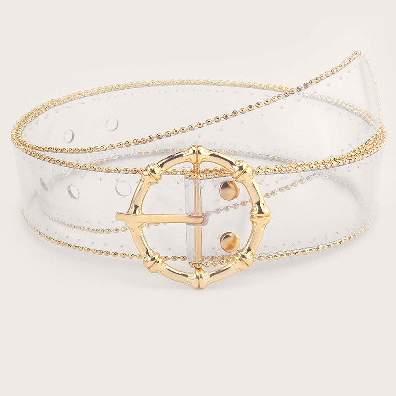 Neue Frauen Transparent Gürtel PVC Klar Runde Quadrat Herz Pin Schnalle Breite Taille Bands Damen Bund Punk Taille Gürtel