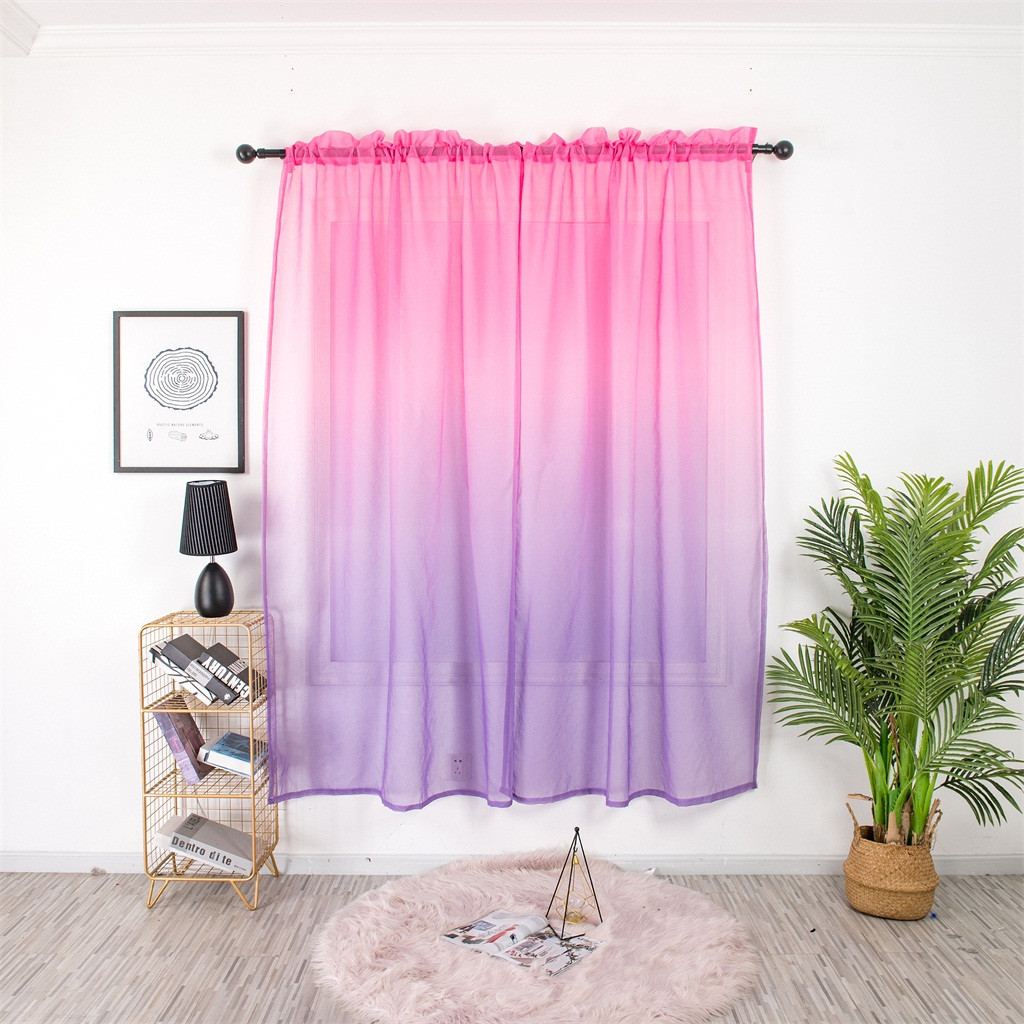 Ombre inspireret vinduesgardin vendbar gradient farve dør vindue gardin drapere panel gennemsigtigt tørklæde valancer 1pc fh5