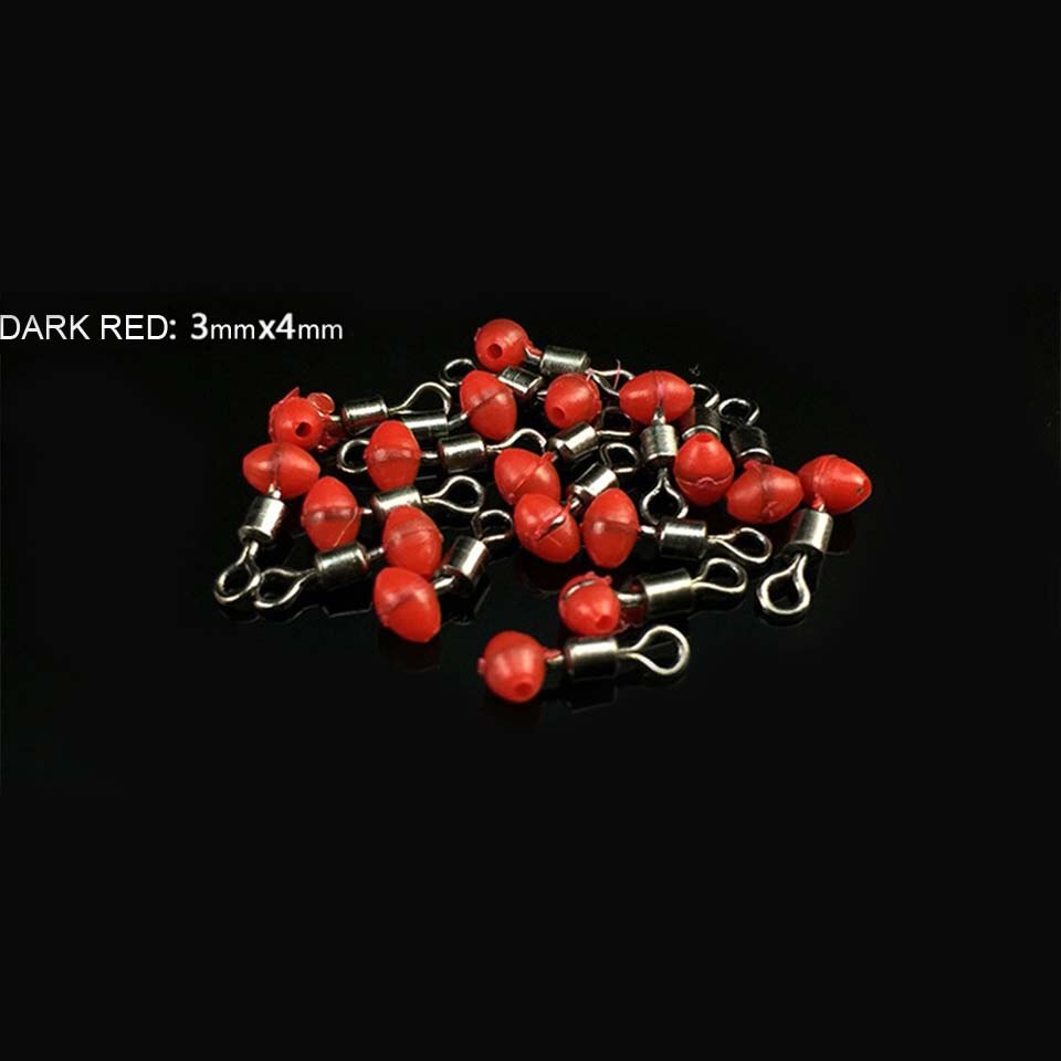 Connecteur de plate-forme à poulie en forme de T, accessoires de pêche lumineux en eau salée verte, pivots et perles croisés, 20 pièces/lot: 20pcs Dark red