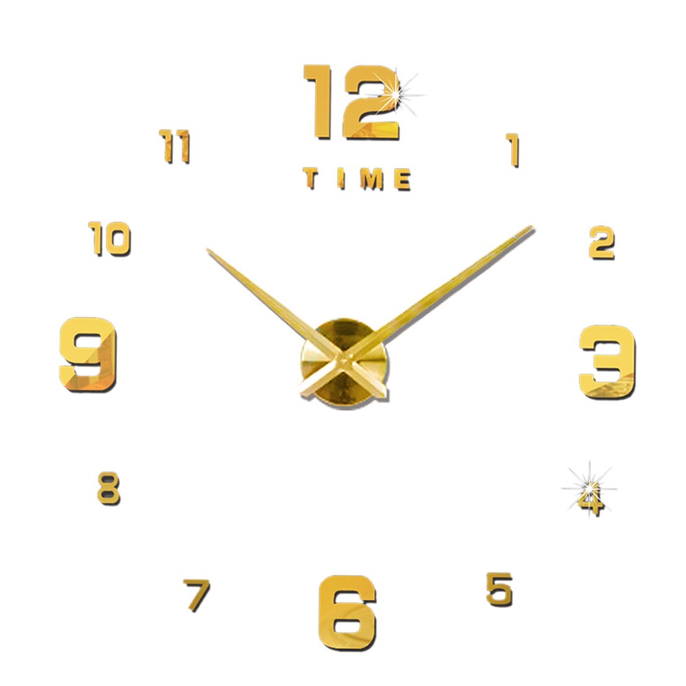 Reloj de pared 3D moderno sin marco, cronógrafo con pegatina de pared, para hogar, oficina, Hotel, restaurante, escuela, decoración, reloj grande: Oro / Large