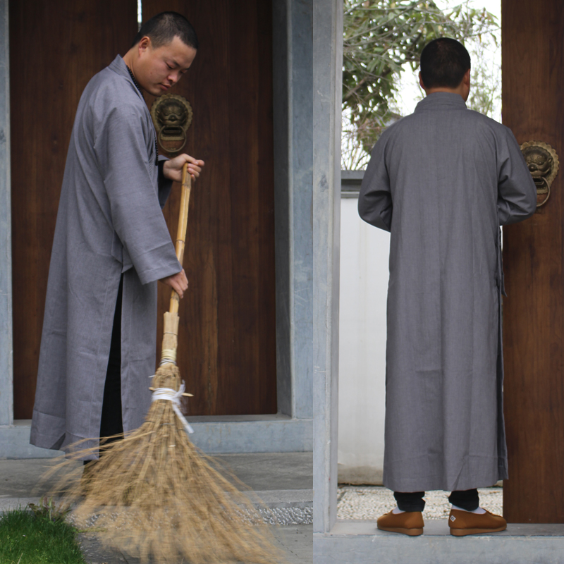 Buddhistisk munke klæder tøj kostume shaolin munke tøj buddhistisk munke tøj uniform meditation traditionelt kinesisk tøj: Grå / Xxl