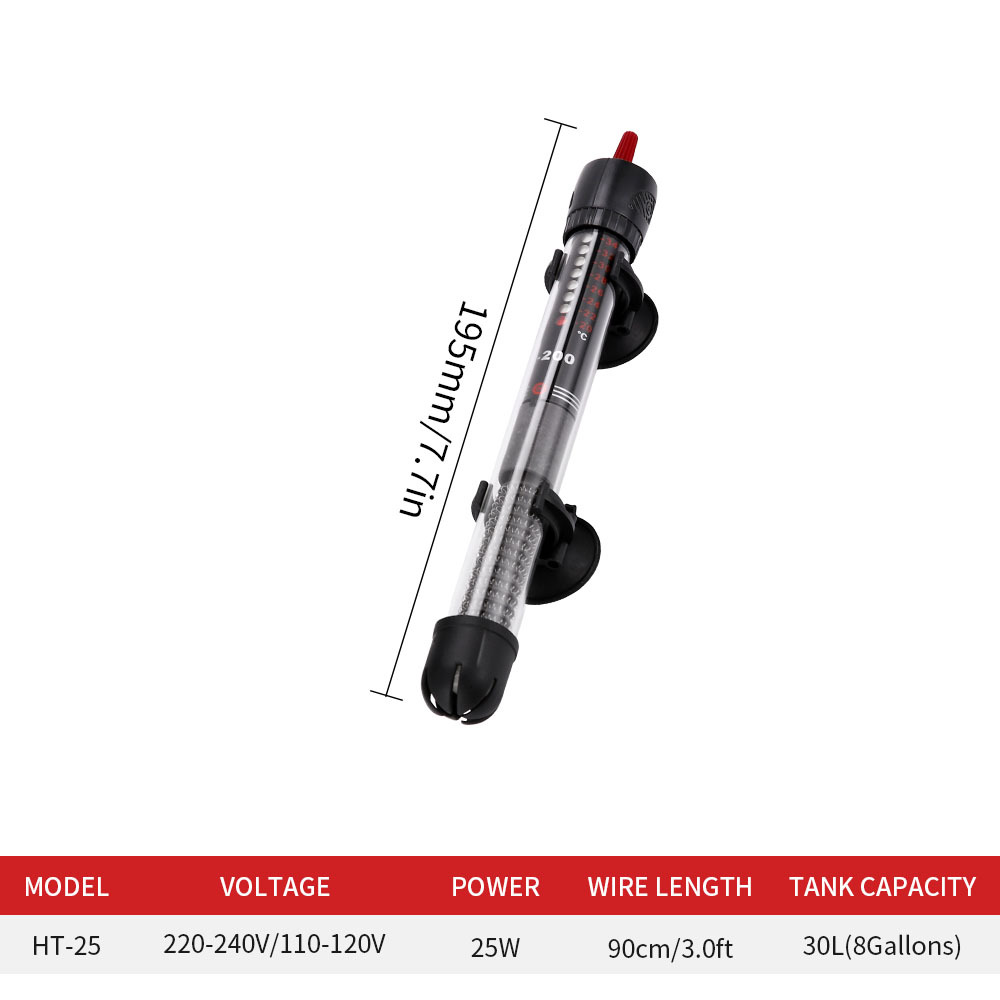 110 V-220 V Verstelbare Temperatuur Thermostaat Verwarming Staaf 25 W 50 W 100 W 200 W 300 W Dompelpompen Aquarium Aquarium Water Warmte: S / WIT